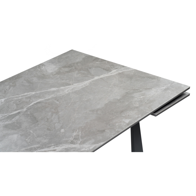 Стол Бэйнбрук 120(180)х80х76 серый мрамор / графит