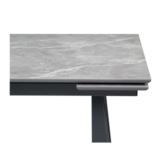 Стол Бэйнбрук 120(180)х80х76 серый мрамор / графит