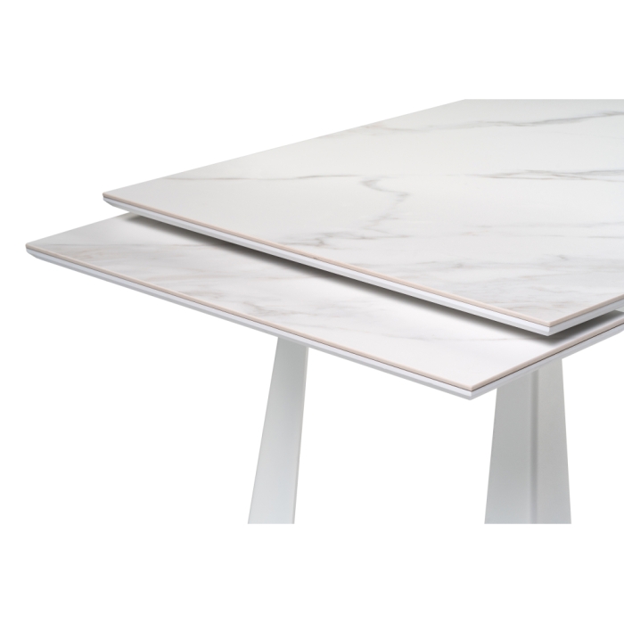 Стол Бэйнбрук 140(200)х80х76 белый мрамор / белый