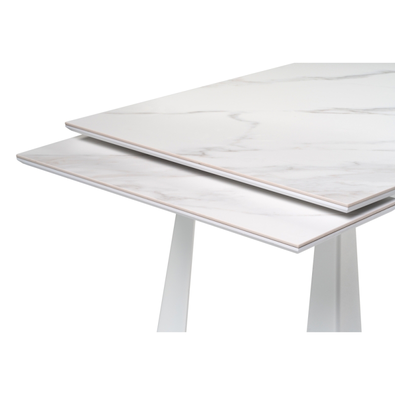 Стол Бэйнбрук 140(200)х80х76 белый мрамор / белый
