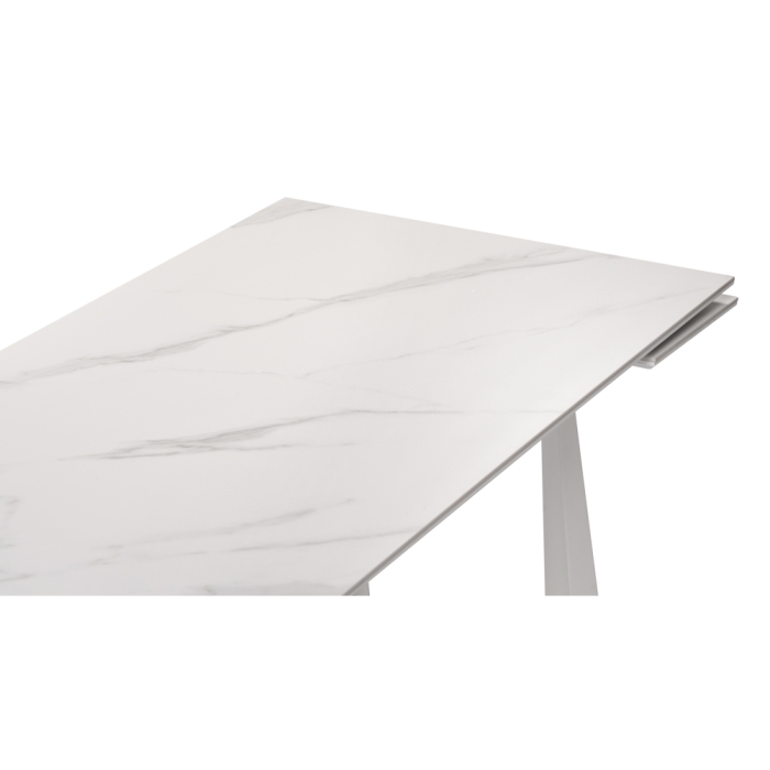 Стол Бэйнбрук 140(200)х80х76 белый мрамор / белый