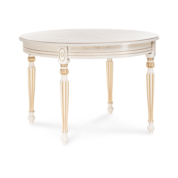 Стол Брейзер 110(140)х110х77 молочный / золото