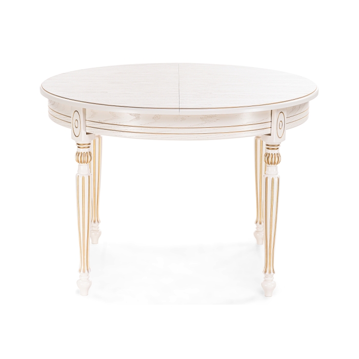 Стол Брейзер 110(140)х110х77 молочный / золото