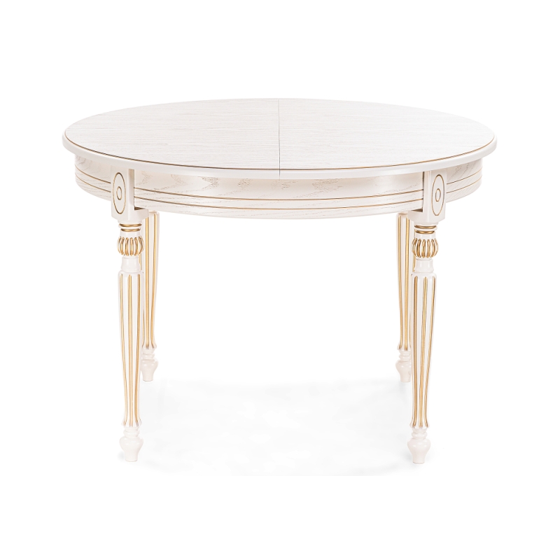 Стол Брейзер 110(140)х110х77 молочный / золото