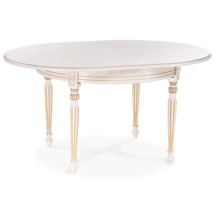 Стол Брейзер 110(140)х110х77 молочный / золото