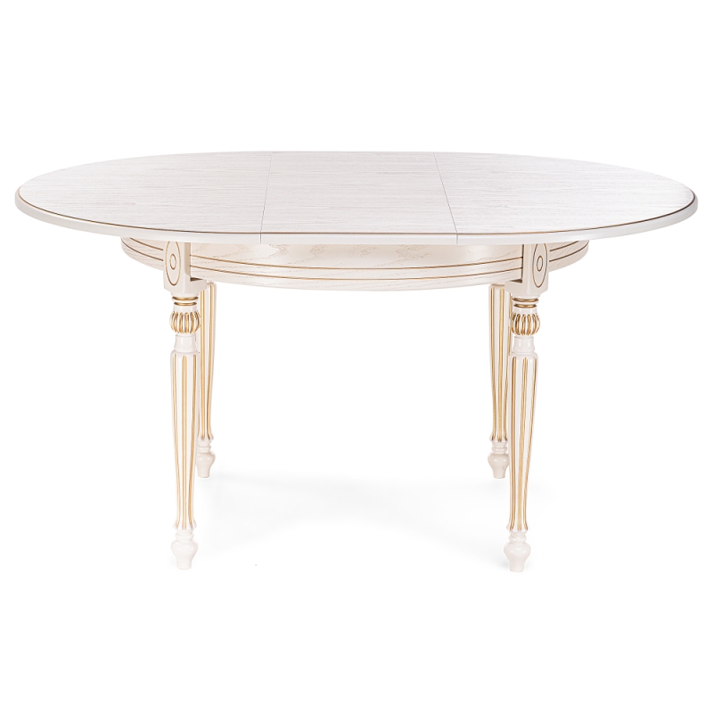 Стол Брейзер 110(140)х110х77 молочный / золото