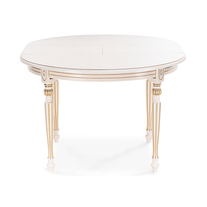 Стол Брейзер 110(140)х110х77 молочный / золото