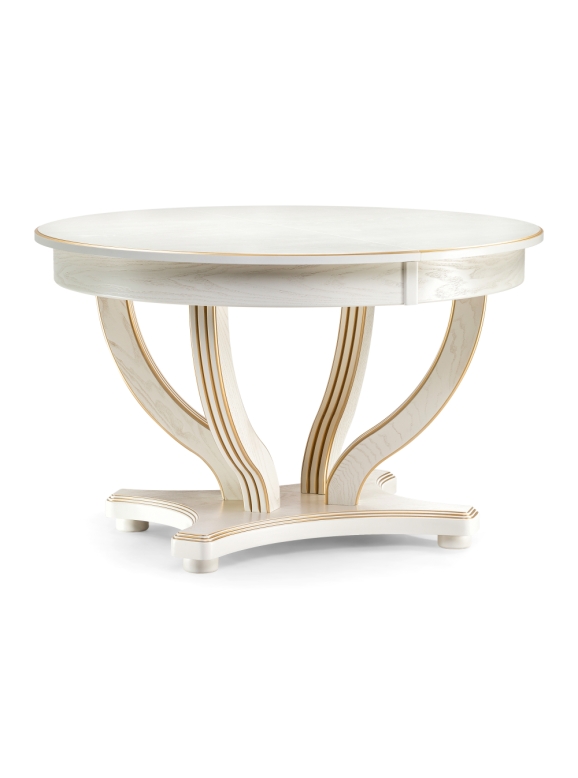 Стол Дорсет 120(170)х120х76 молочный / золото