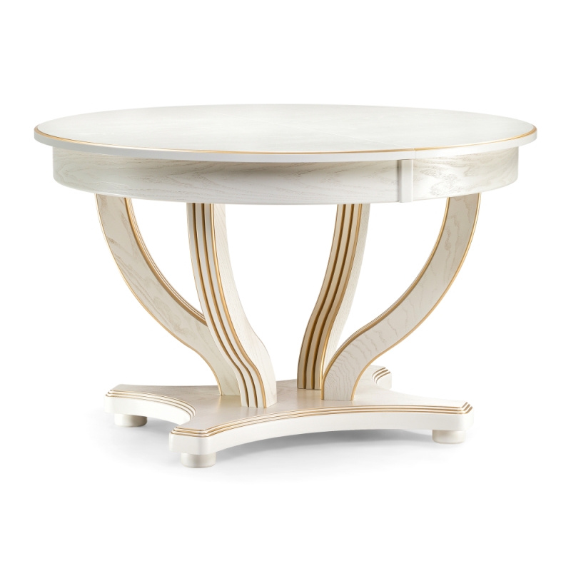 Стол Дорсет 120(170)х120х76 молочный / золото