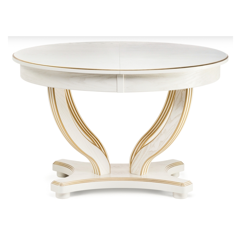 Стол Дорсет 120(170)х120х76 молочный / золото