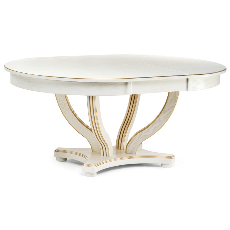 Стол Дорсет 120(170)х120х76 молочный / золото