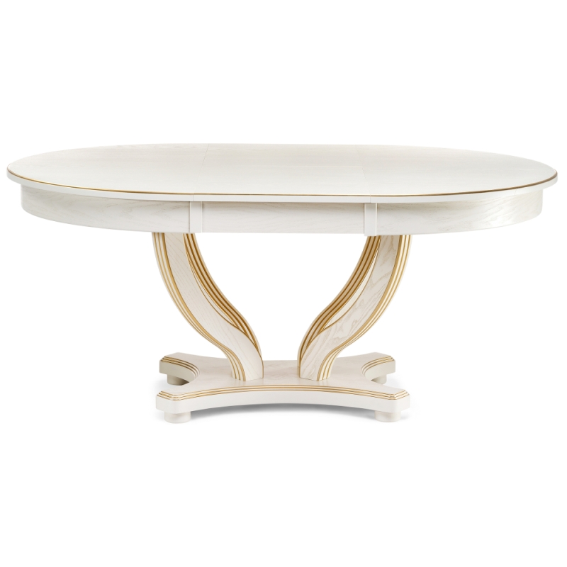 Стол Дорсет 120(170)х120х76 молочный / золото