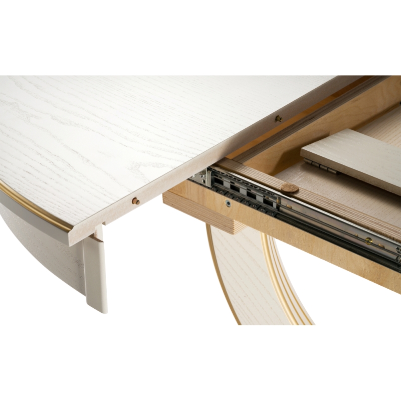 Стол Дорсет 120(170)х120х76 молочный / золото