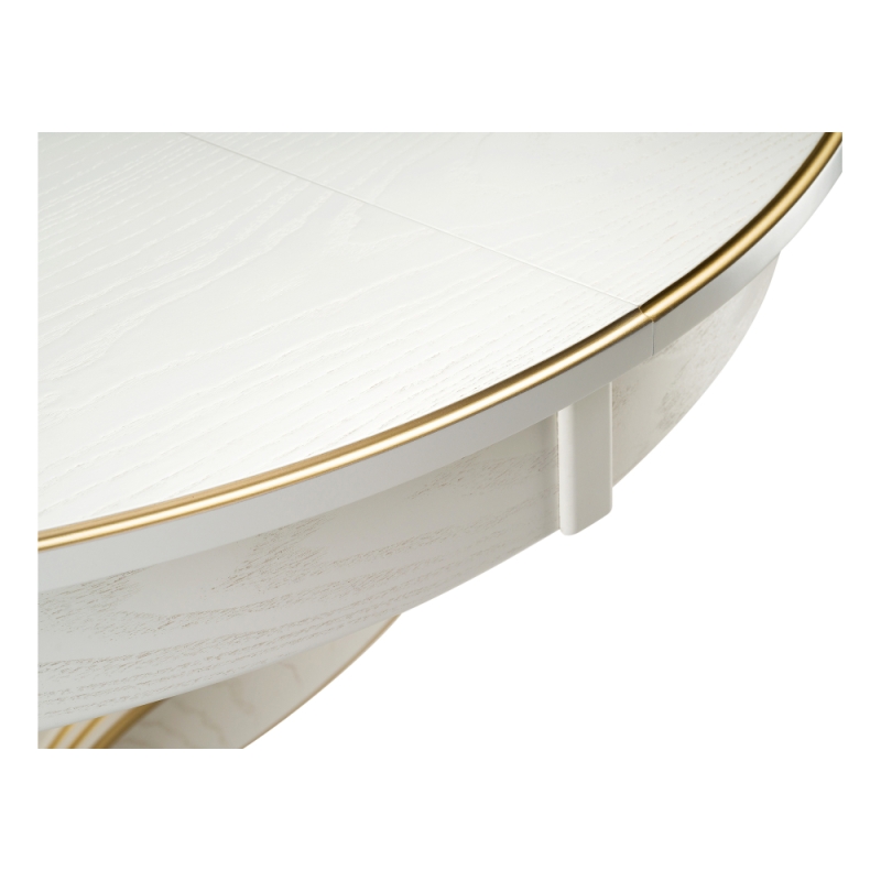 Стол Дорсет 120(170)х120х76 молочный / золото