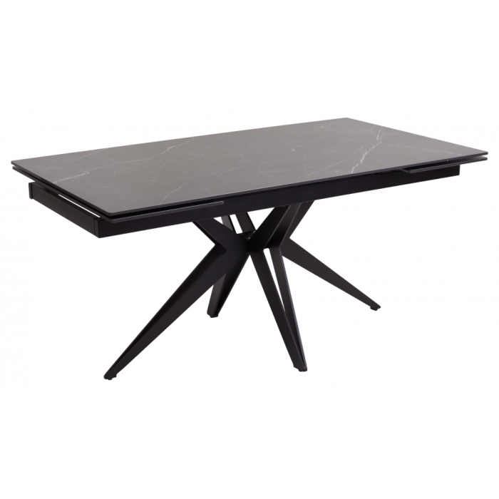 Керамический стол Forio 160 matt black marble sintered stone / black