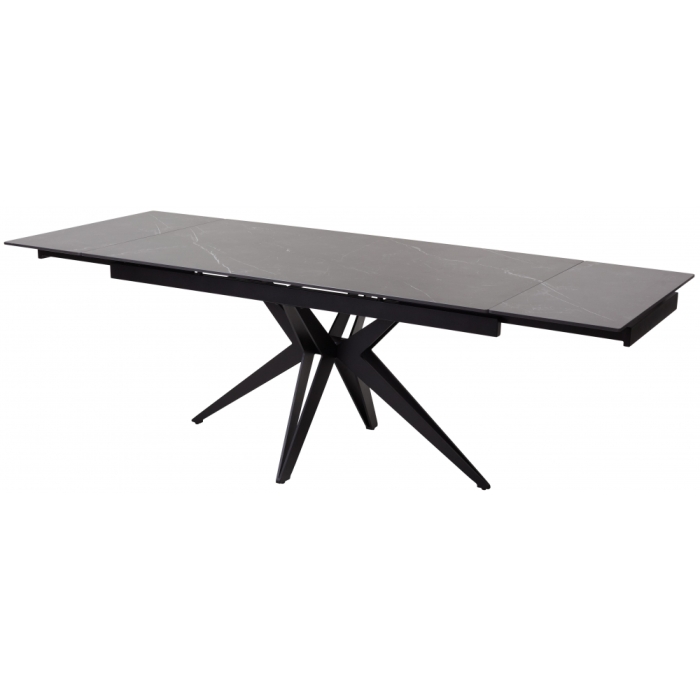 Керамический стол Forio 160 matt black marble sintered stone / black