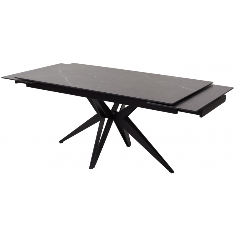 Керамический стол Forio 160 matt black marble sintered stone / black