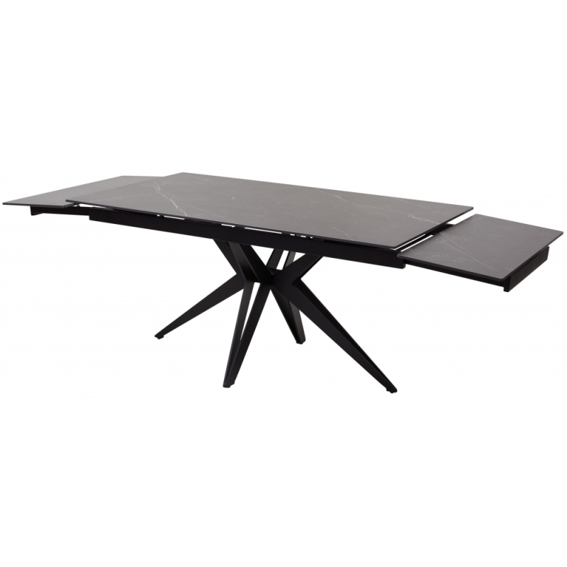 Керамический стол Forio 160 matt black marble sintered stone / black