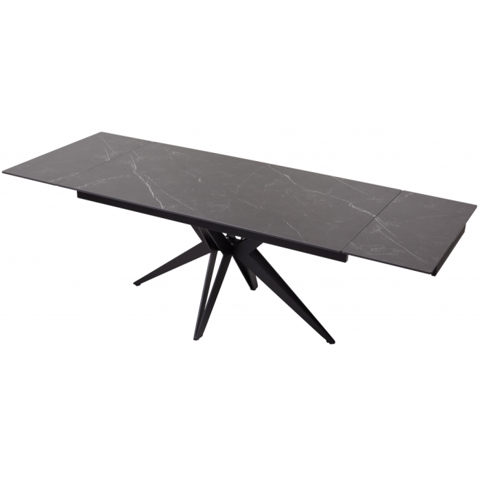 Керамический стол Forio 160 matt black marble sintered stone / black