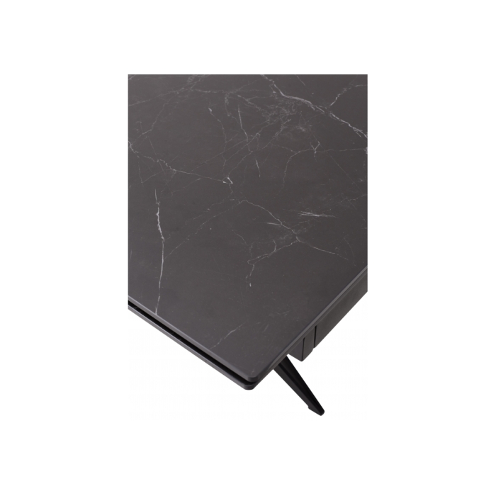 Керамический стол Forio 160 matt black marble sintered stone / black
