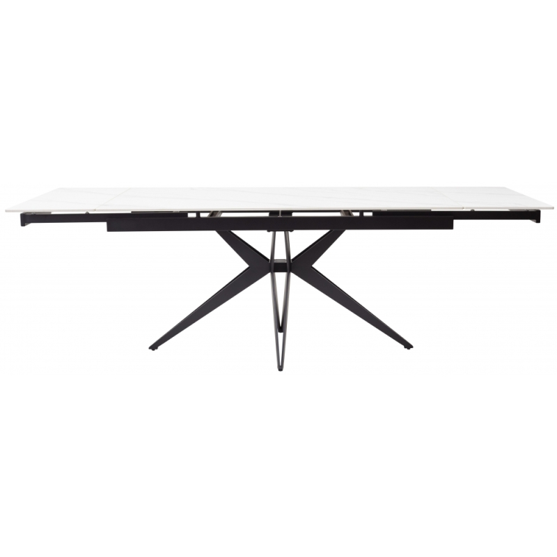 Керамический стол Forio 160 matt white marble sintered stone / black