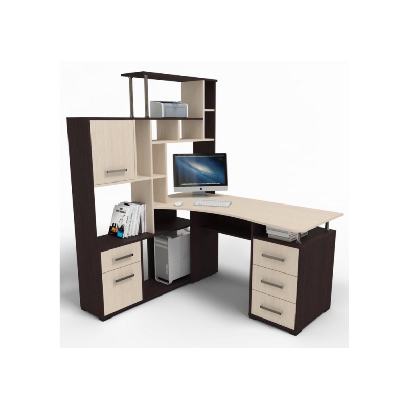 Стол компьютерный Джаз-15 146,5х130х174,6 левый венге / дуб молочный