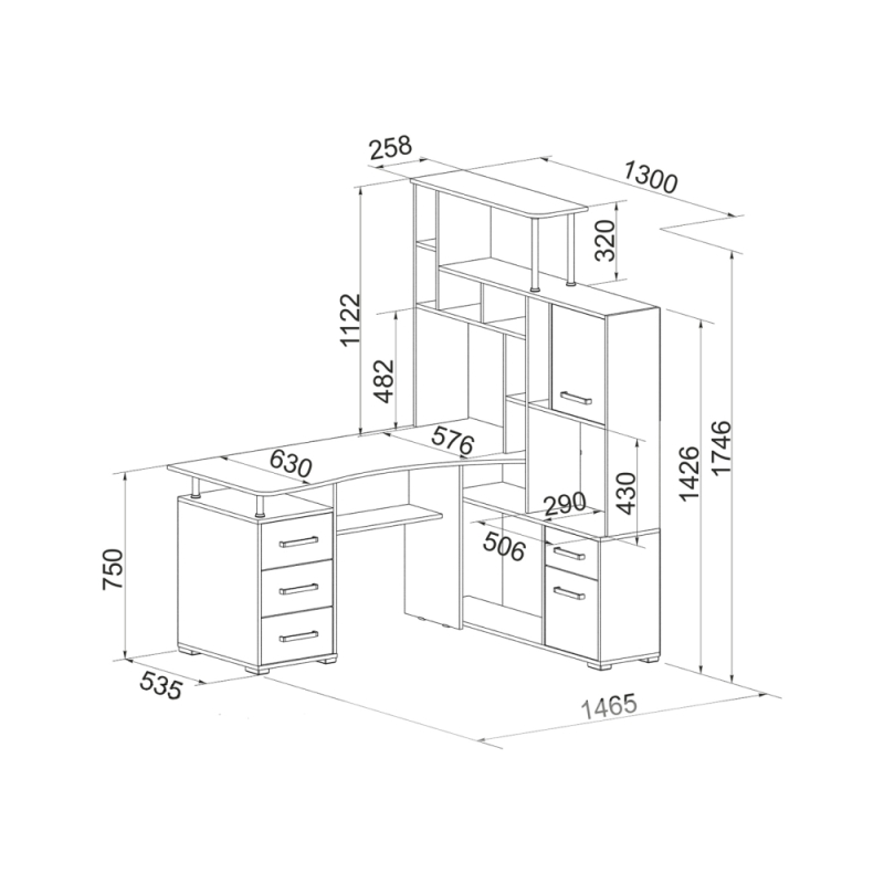 Стол компьютерный Джаз-15 правый дуб сонома / белый