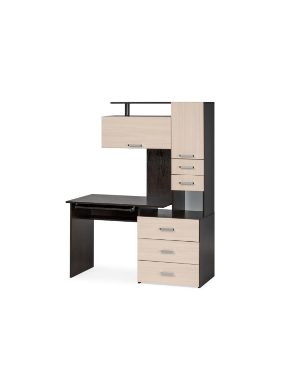 Стол компьютерный Джаз-17 левый 130х60х166,8 венге / дуб молочный