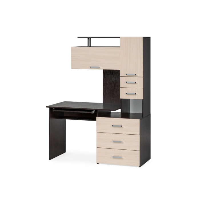 Стол компьютерный Джаз-17 левый 130х60х166,8 венге / дуб молочный