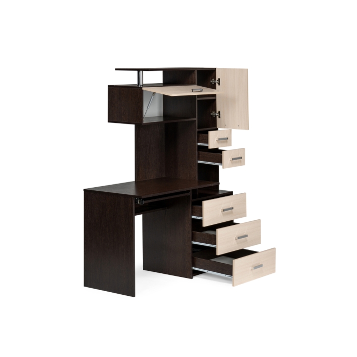 Стол компьютерный Джаз-17 левый 130х60х166,8 венге / дуб молочный