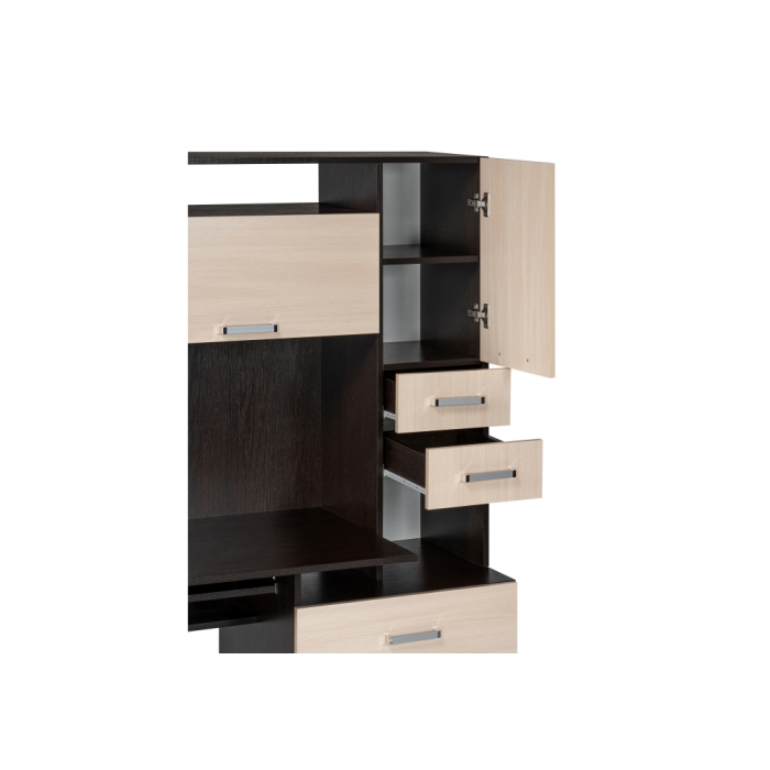 Стол компьютерный Джаз-17 левый 130х60х166,8 венге / дуб молочный