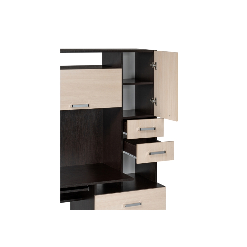 Стол компьютерный Джаз-17 левый 130х60х166,8 венге / дуб молочный