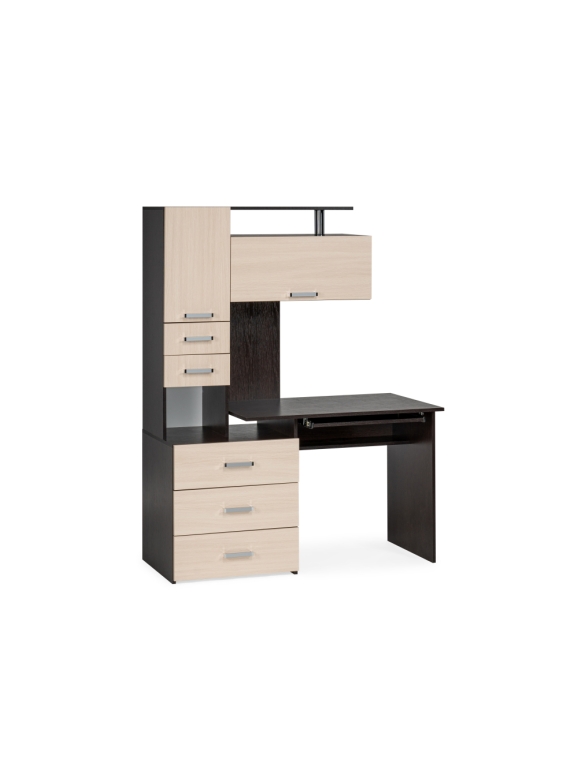 Стол компьютерный Джаз-17 правый 130х60х166,8 венге / дуб молочный