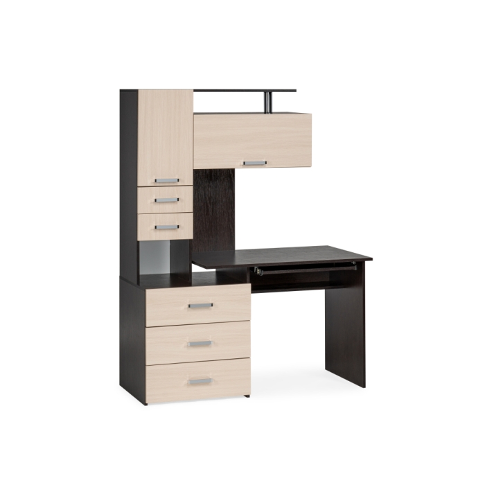 Стол компьютерный Джаз-17 правый 130х60х166,8 венге / дуб молочный