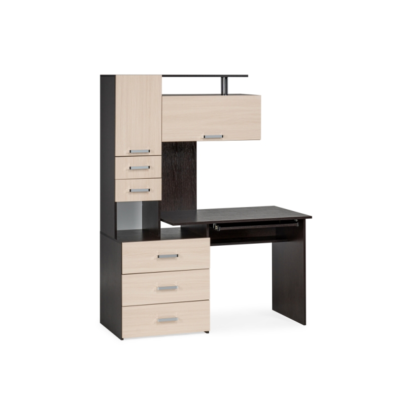 Стол компьютерный Джаз-17 правый 130х60х166,8 венге / дуб молочный