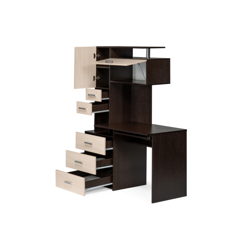 Стол компьютерный Джаз-17 правый 130х60х166,8 венге / дуб молочный