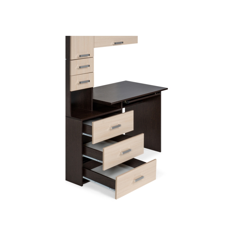 Стол компьютерный Джаз-17 правый 130х60х166,8 венге / дуб молочный