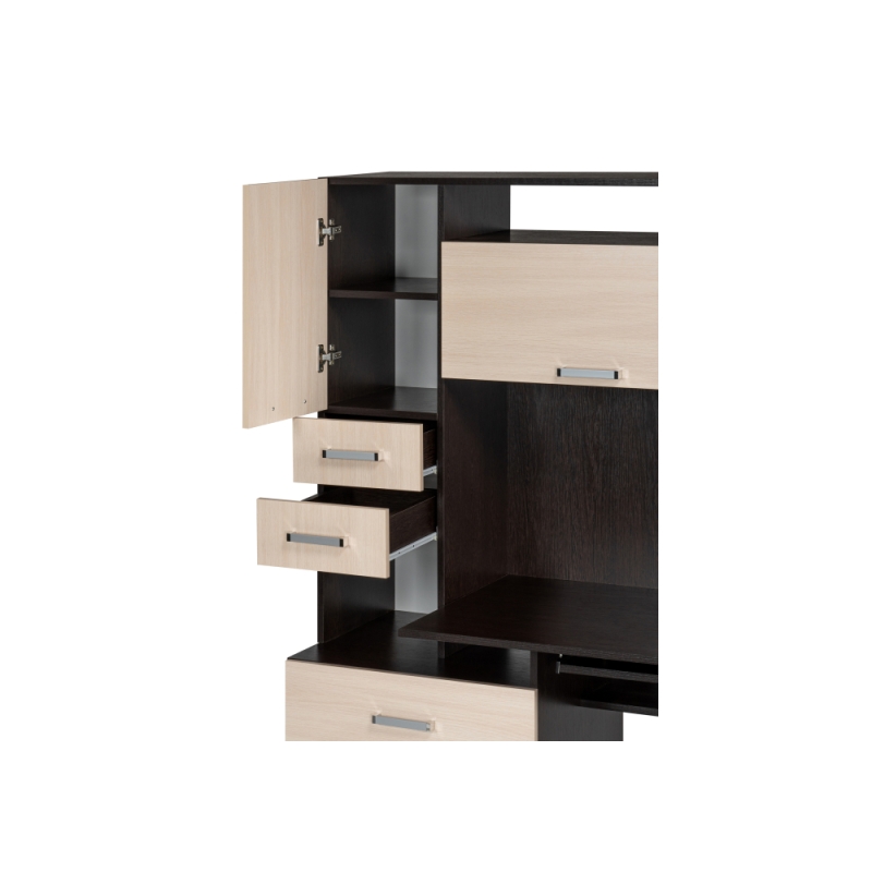 Стол компьютерный Джаз-17 правый 130х60х166,8 венге / дуб молочный