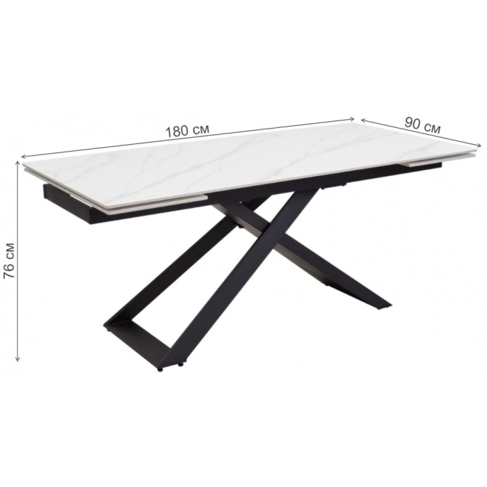 Стол Livorno Matt white marble sintered stone / black