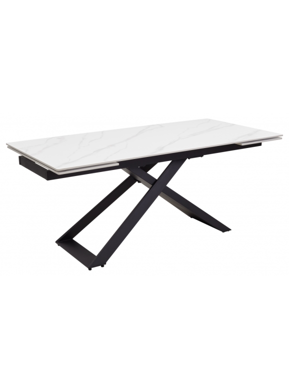 Стол Livorno Matt white marble sintered stone / black