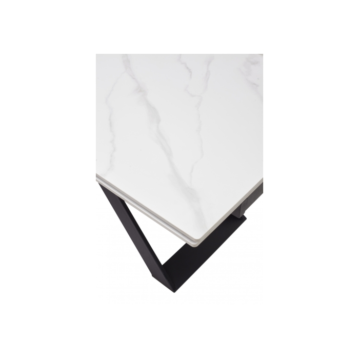Стол Livorno Matt white marble sintered stone / black