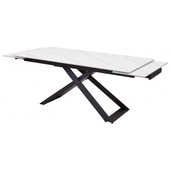 Стол Livorno Matt white marble sintered stone / black