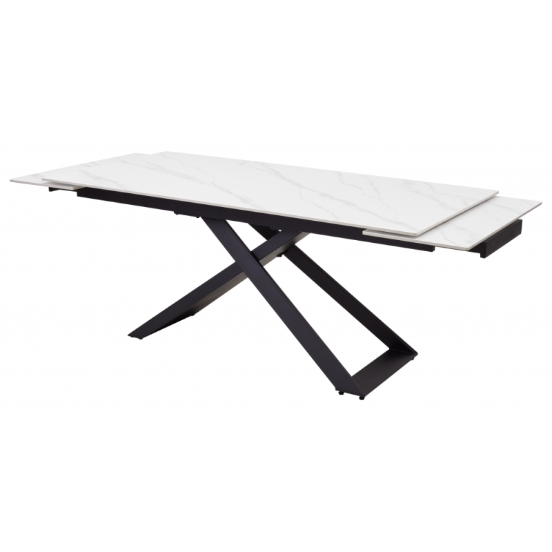 Стол Livorno Matt white marble sintered stone / black