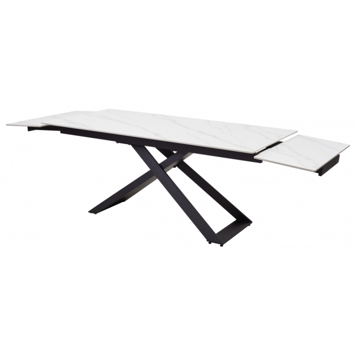 Стол Livorno Matt white marble sintered stone / black