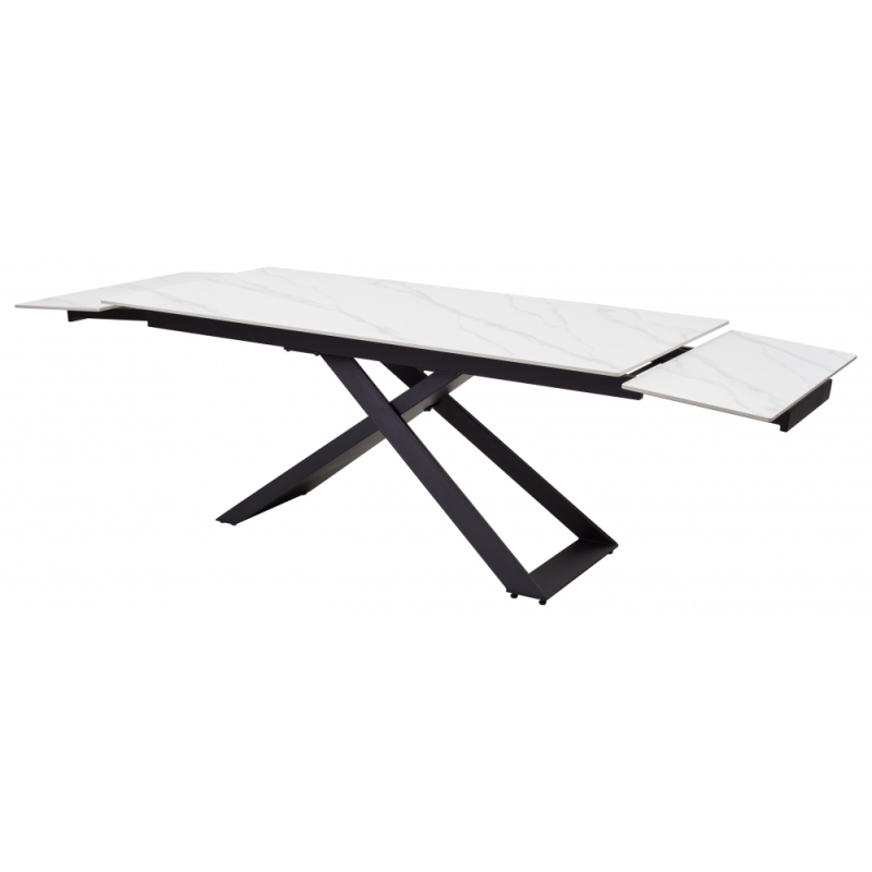 Стол Livorno Matt white marble sintered stone / black