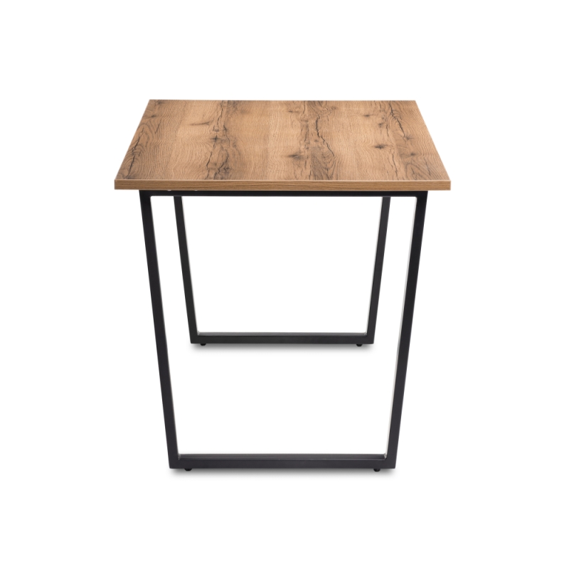 Стол Лота Лофт 140х80х75 25 мм дуб делано темный / матовый черный