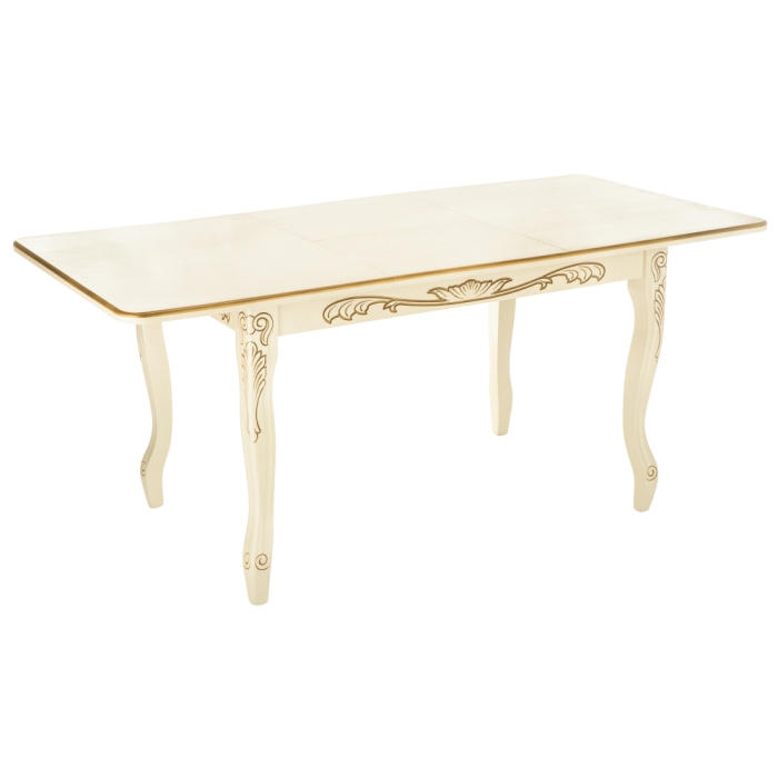 Стол Мауро 129(179)х84х78 патина золото / слоновая кость