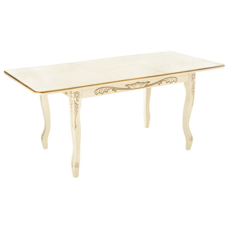 Стол Мауро 129(179)х84х78 патина золото / слоновая кость