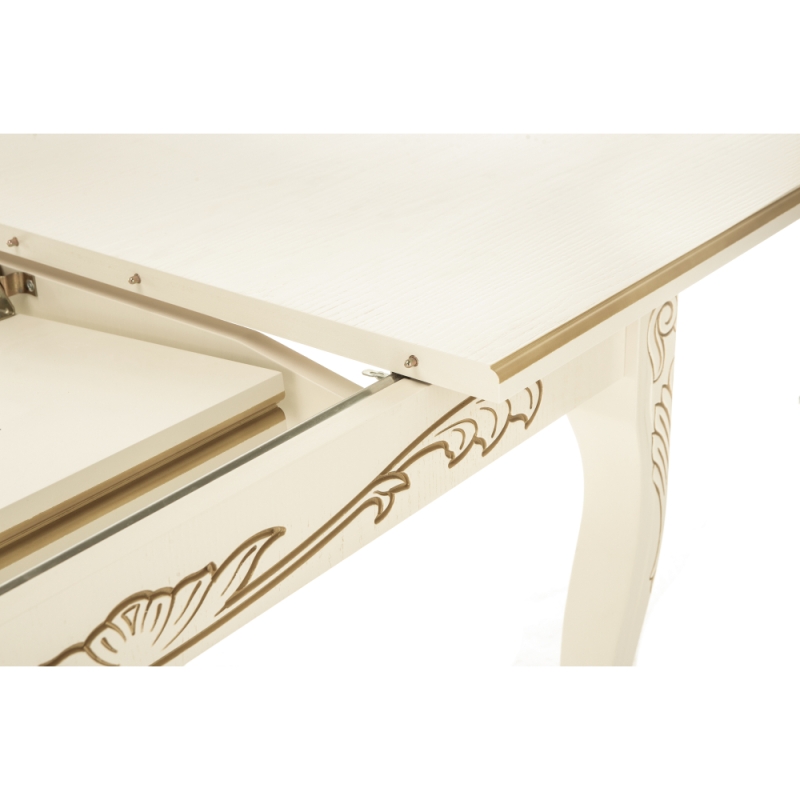 Стол Мауро 129(179)х84х78 патина золото / слоновая кость