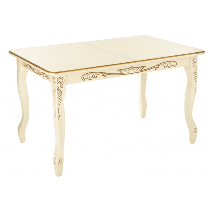 Стол Мауро 129(179)х84х78 патина золото / слоновая кость